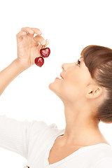 Image showing woman with cherries