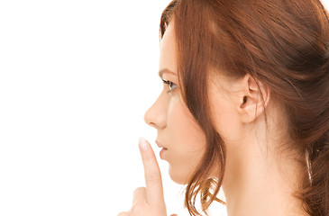 Image showing finger on lips