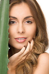 Image showing lovely woman with aloe vera