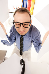 Image showing funny picture of businessman in office