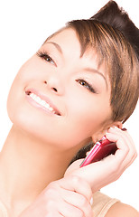 Image showing happy woman with cell phone