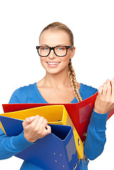 Image showing businesswoman with folders