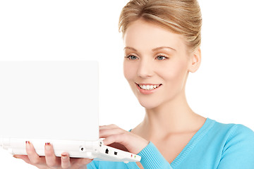 Image showing happy woman with laptop computer