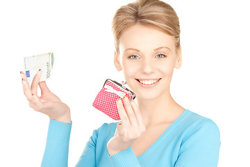 Image showing lovely woman with purse and money