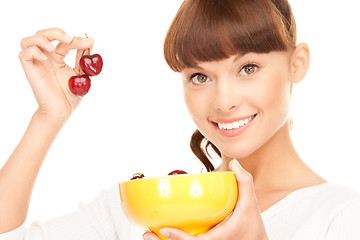 Image showing woman with cherries