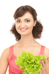 Image showing woman with lettuce