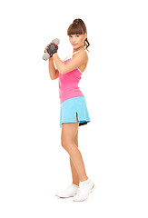 Image showing fitness instructor with dumbbells