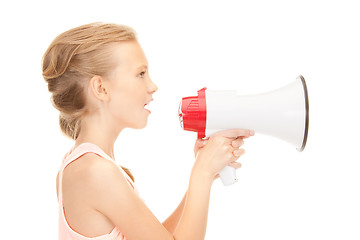 Image showing girl with megaphone