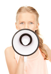 Image showing girl with megaphone