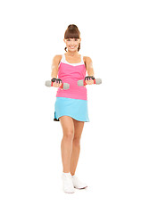 Image showing fitness instructor with dumbbells