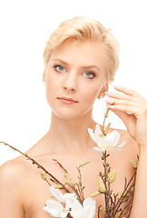 Image showing lovely woman with twig