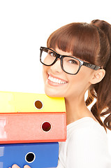 Image showing businesswoman with folders