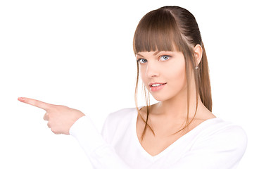 Image showing businesswoman pointing her finger