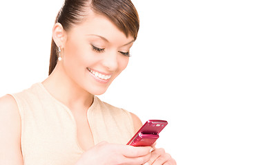 Image showing happy woman with cell phone