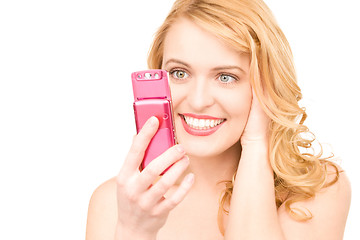 Image showing happy woman with cell phone