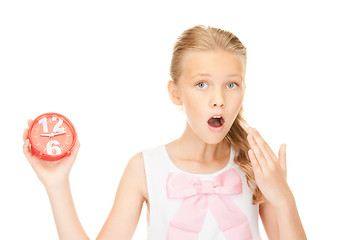 Image showing girl holding alarm clock