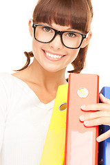 Image showing businesswoman with folders