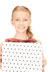 Image showing happy girl with gift box