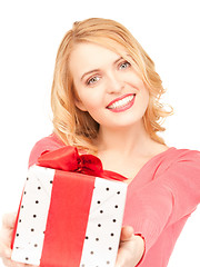 Image showing happy woman with gift box