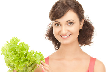 Image showing woman with lettuce