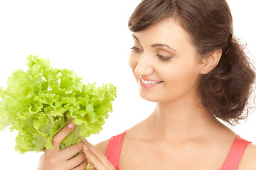 Image showing woman with lettuce