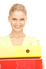 Image showing businesswoman with folders