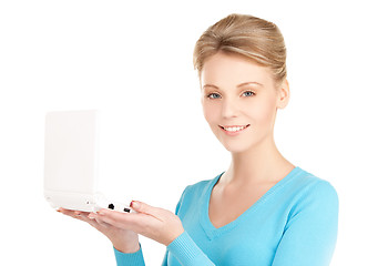 Image showing happy woman with laptop computer