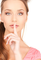 Image showing finger on lips