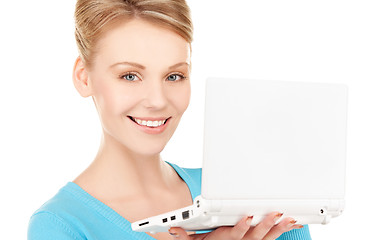 Image showing happy woman with laptop computer