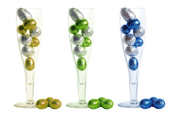 Image showing champagne glass with easter-eggs