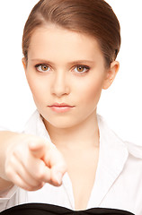 Image showing businesswoman pointing her finger