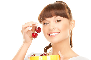 Image showing woman with cherries