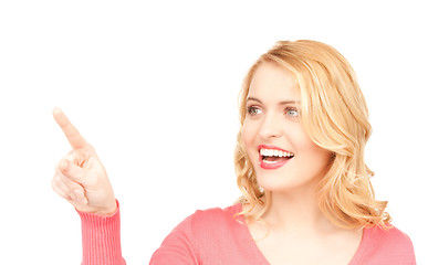 Image showing businesswoman pointing her finger