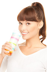 Image showing lovely woman with glass of milk