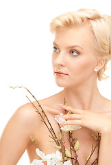 Image showing lovely woman with twig