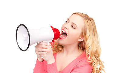 Image showing woman with megaphone