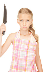 Image showing little housewife with knife