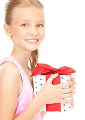 Image showing happy girl with gift box