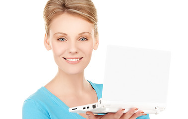 Image showing happy woman with laptop computer