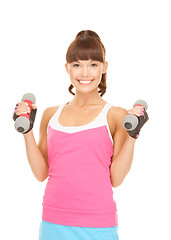 Image showing fitness instructor with dumbbells