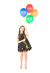 Image showing happy girl with colorful balloons