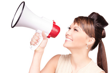 Image showing woman with megaphone