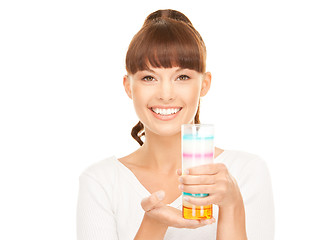 Image showing lovely woman with glass of milk