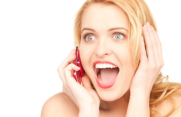 Image showing happy woman with cell phone