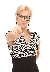 Image showing businesswoman pointing her finger