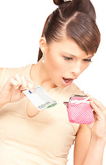 Image showing lovely woman with purse and money