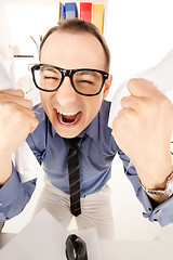 Image showing funny picture of businessman in office