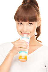 Image showing lovely woman with glass of milk