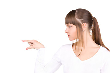 Image showing businesswoman pointing her finger