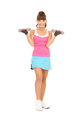 Image showing fitness instructor with dumbbells